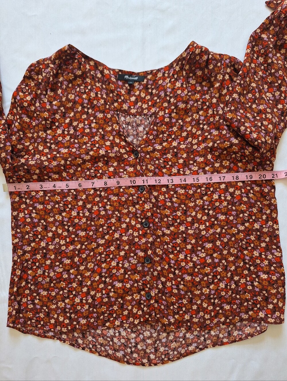 NWOT Madewell Rust Multi Floral Button-Front Blouse - Picture 5 of 7